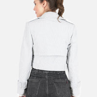 White Cropped Trench Jacket