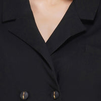 Copy of Double Breasted Cropped Blazer Top in Black
