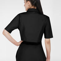 Copy of Double Breasted Cropped Blazer Top in Black