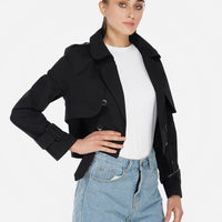 Black Cropped Trench Coat