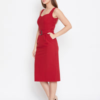 Red midi dress