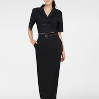 Copy of Double Breasted Cropped Blazer Top in Black