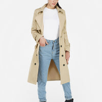 Long beige trench coat