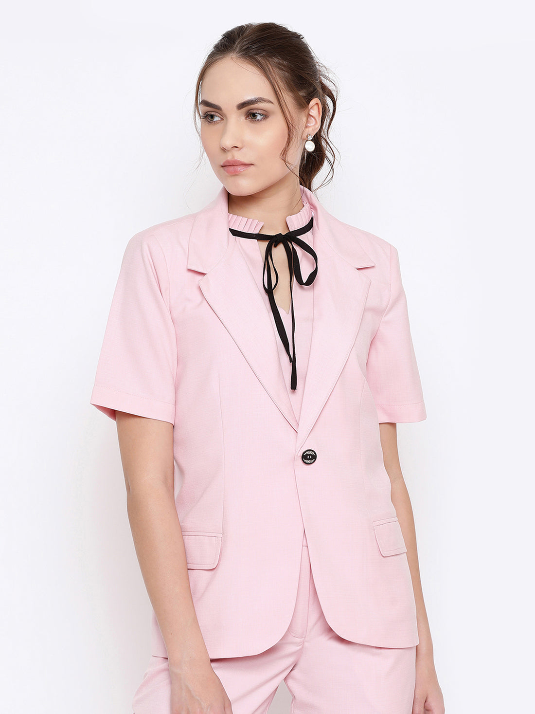 Pink half sleeves blazer