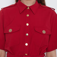 Red shirt dress