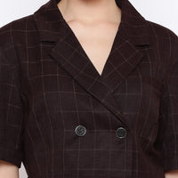 Cropped double breasted blazer in wine color