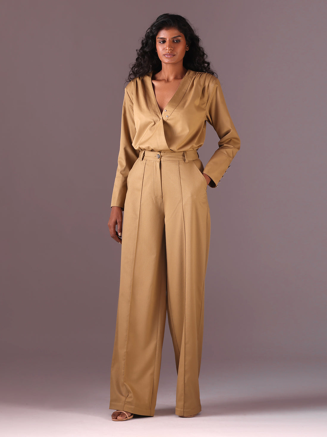 Michele wide legged pants in Color Camel