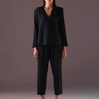 Marie Wrap style top in Color Black
