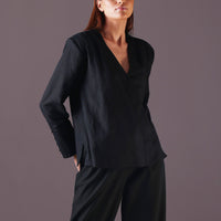Marie Wrap style top in Color Black