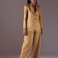 Camilla Double Breasted Blazer in Camel color