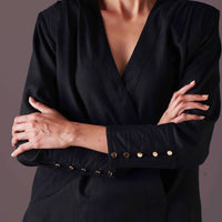 Marie Wrap style top in Color Black