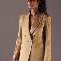 Camilla Double Breasted Blazer in Camel color
