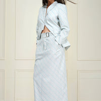 Pre-Order Ash Grey Striped Midi Skirt