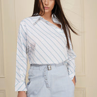 Pre-Order Asymmetric Stripe White Shirt