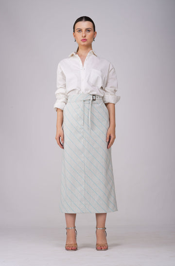 Pre-Order Ash Grey Striped Midi Skirt