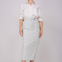 Pre-Order Ash Grey Striped Midi Skirt