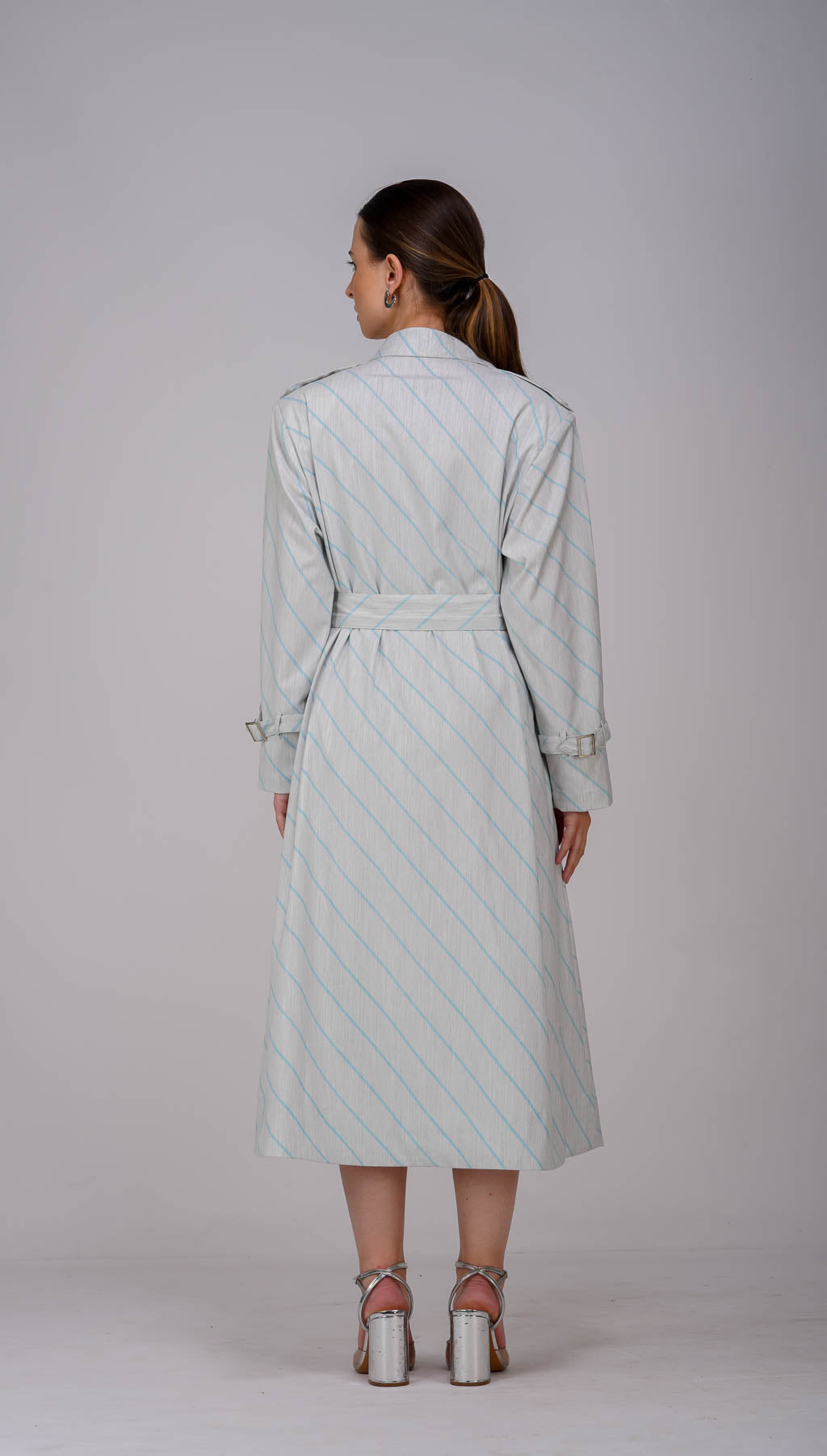 Pre-Order Ash Grey Striped Long Shirt Dress