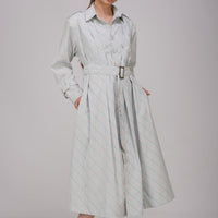 Pre-Order Ash Grey Striped Long Shirt Dress