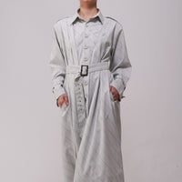 Pre-Order Ash Grey Striped Long Shirt Dress