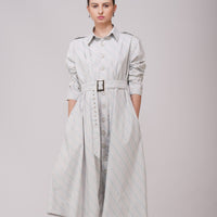 Pre-Order Ash Grey Striped Long Shirt Dress