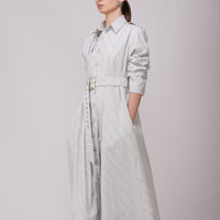 Pre-Order Ash Grey Striped Long Shirt Dress