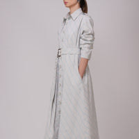 Pre-Order Ash Grey Striped Long Shirt Dress