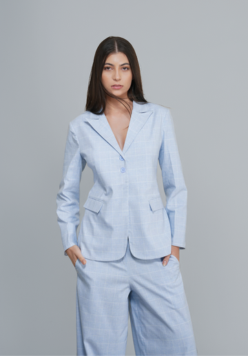 Livia Single Breasted Blazer in Color Light Blue