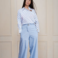 Pre-Order Asymmetric Stripe White Shirt