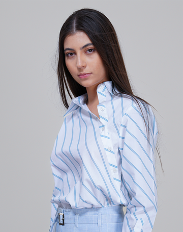 Luna Cotton Poplin Shirt in Color White