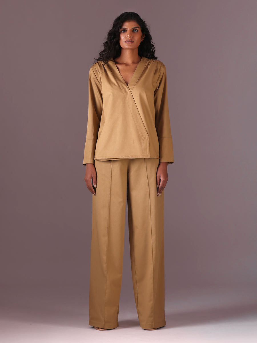 Ani Wrap style top in Camel Color