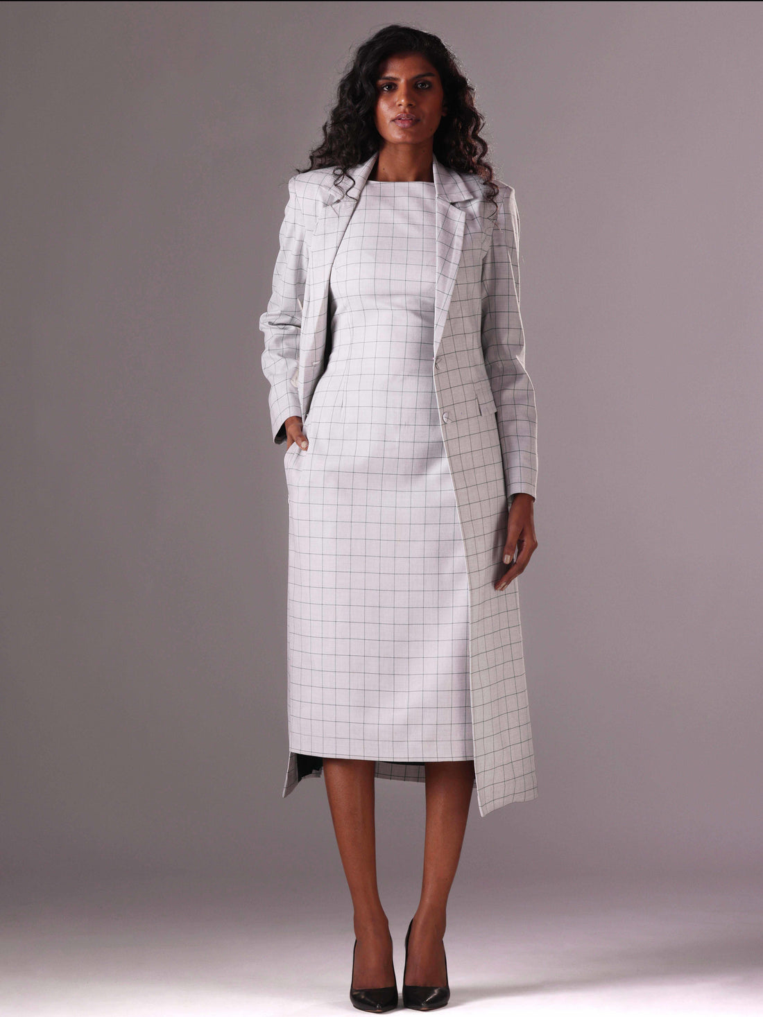 Anna Long Coat in color Grey